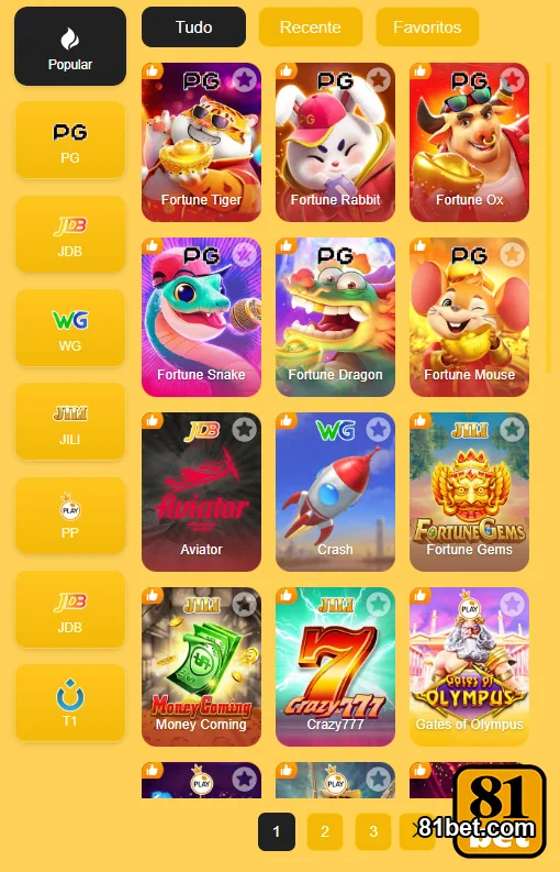 Interface de slot games vibrantes em cassino online